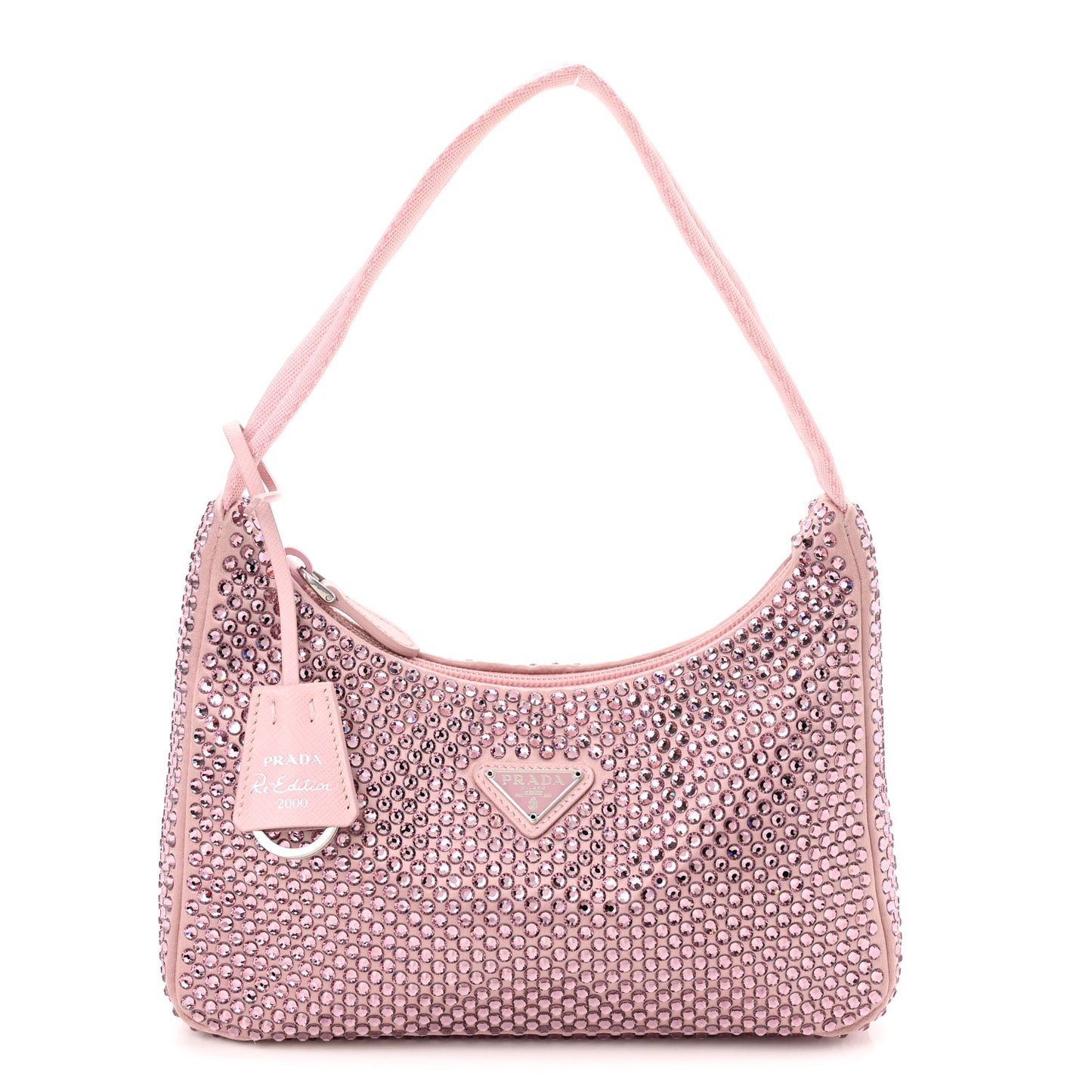 Satin Crystal Mini Re-Edition 2000 Bag Alabastro