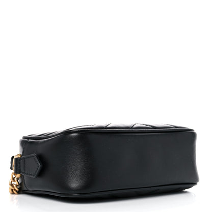 Gucci Calfskin Matelasse Mini GG Marmont Chain Shoulder Bag Black 4 of 12