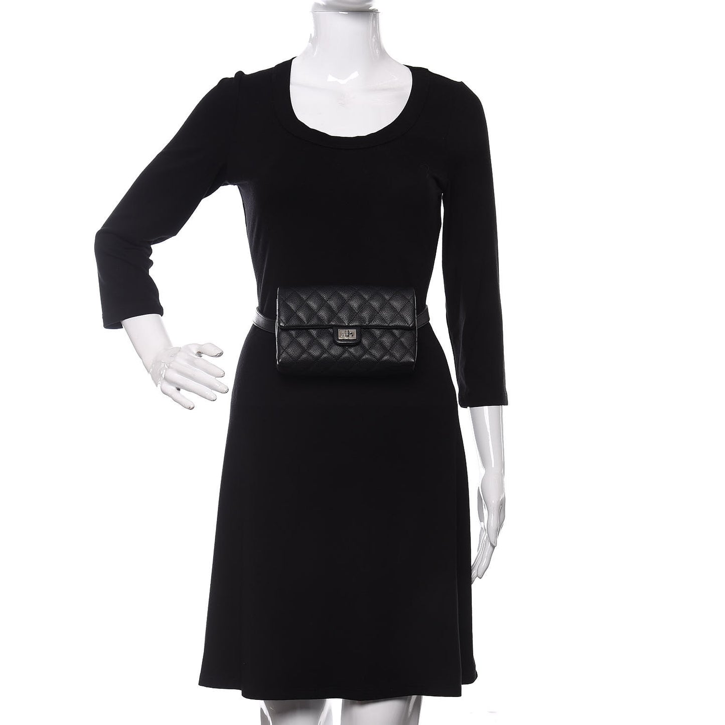 Grained Calfskin Quilted 2.55 Reissue Flap Belt Bag Clutch Black