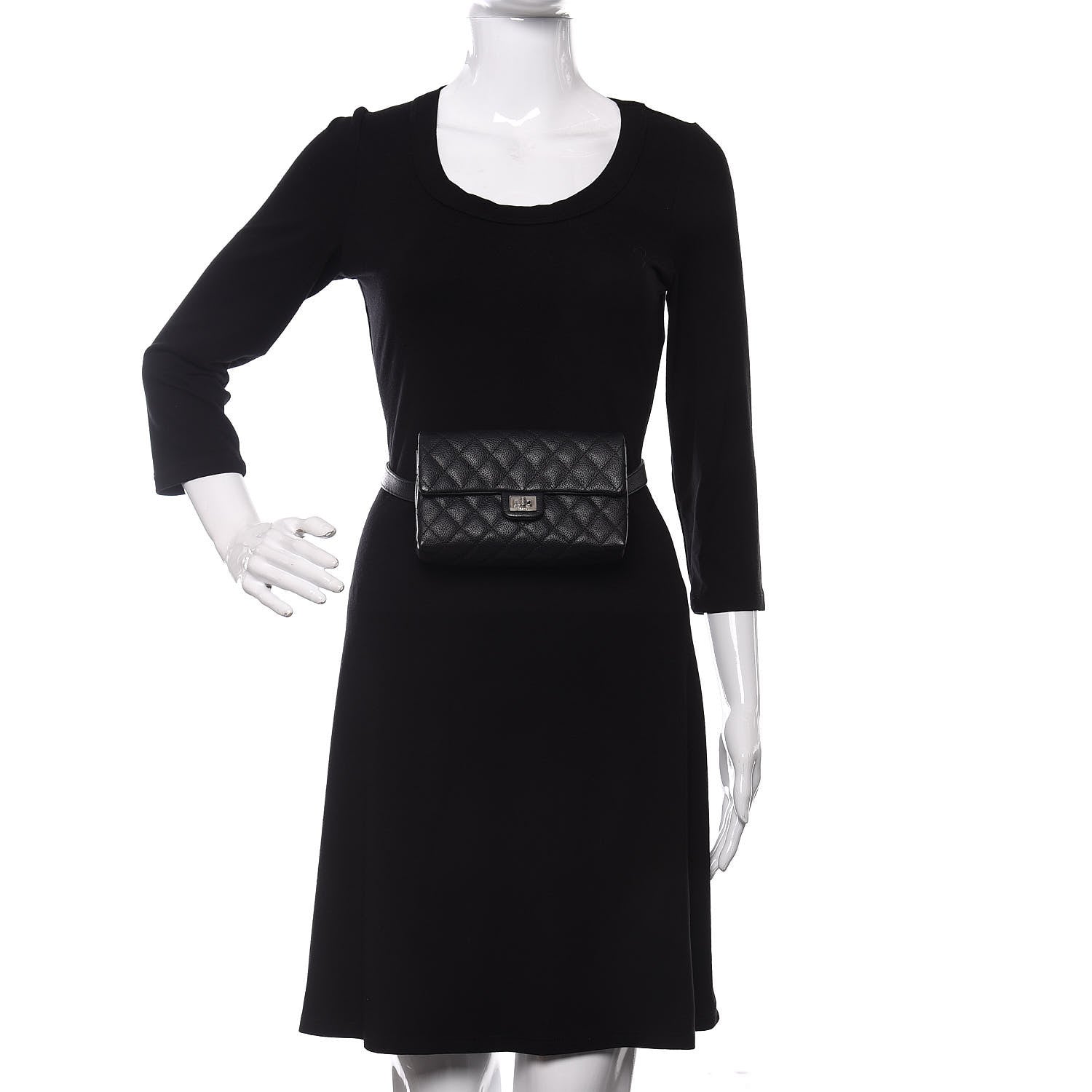 Chanel Grained Calfskin Quilted 2.55 Reissue Flap Belt Bag Clutch Black 2 of 13