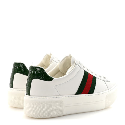 Gucci Ultralight Plume Calfskin Web Womens Ace Platform Sneakers 36 White 5 of 10