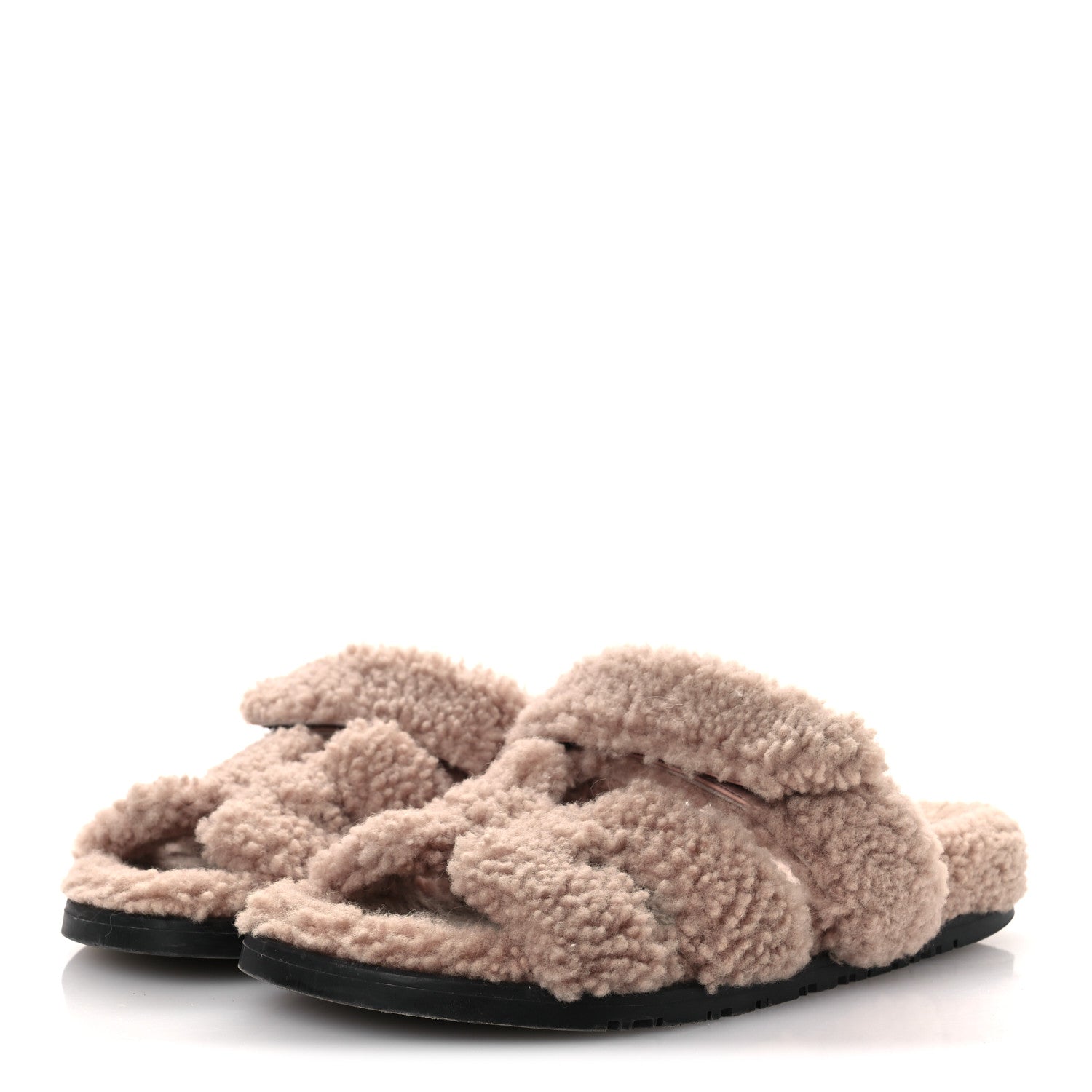 Hermes Woolskin Womens Chypre Sandals 37.5 Bois De Santal 4 of 10