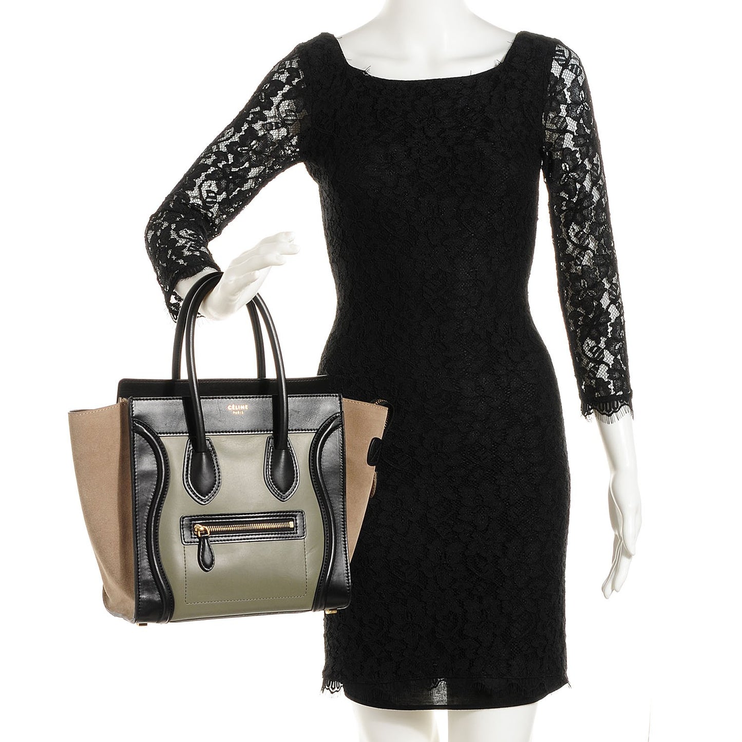 Satin Calfskin Suede Micro Tri-Color Luggage Almond