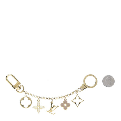 Louis Vuitton Brass Enamel Fleur De Monogram Bag Charm Chain Gold 2 of 5