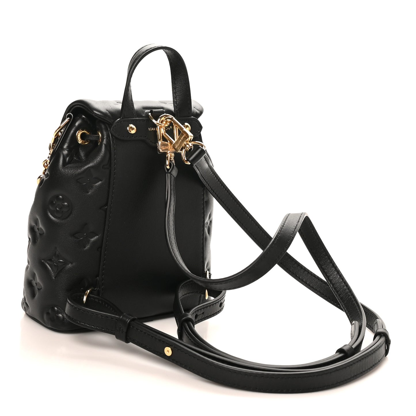 Lambskin Embossed Monogram Coussin Mini Backpack Black