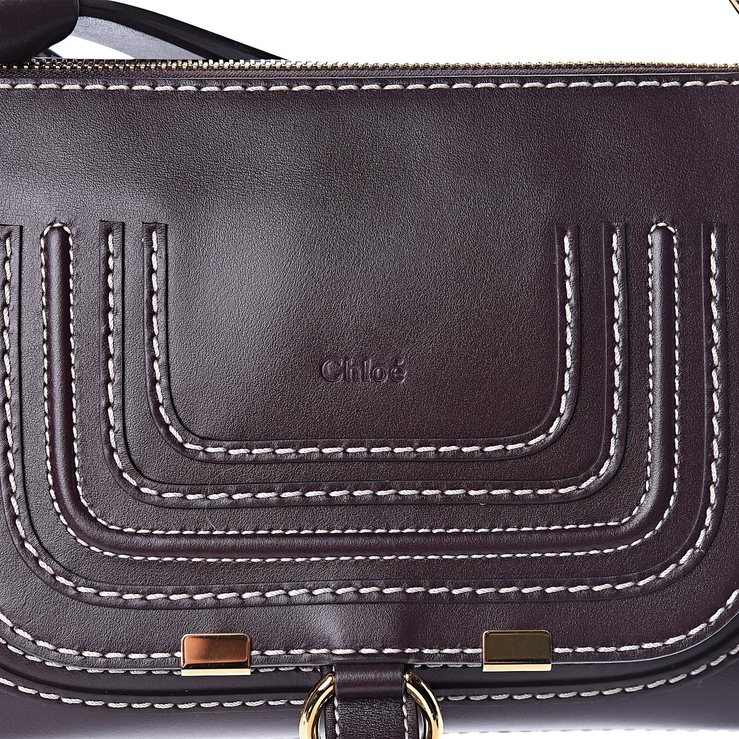Shiny Calfskin Small Marcie Saddle Shoulder Bag Black Raisin