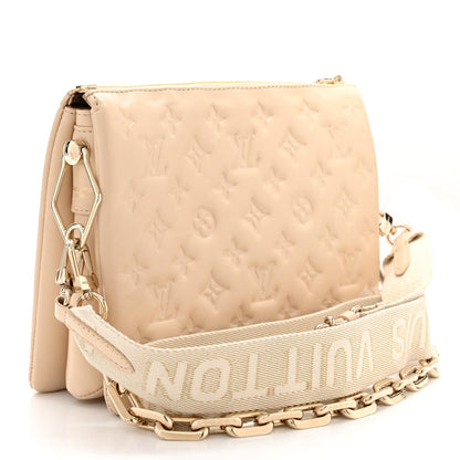 Louis Vuitton Lambskin Swarovski Crystal Embossed Monogram Coussin PM Nude 3 of 9