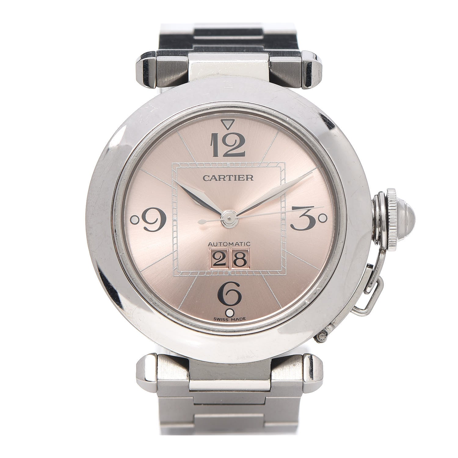 Cartier Stainless Steel 35mm Pasha C Big Date Automatic Watch Pink 1 of 5