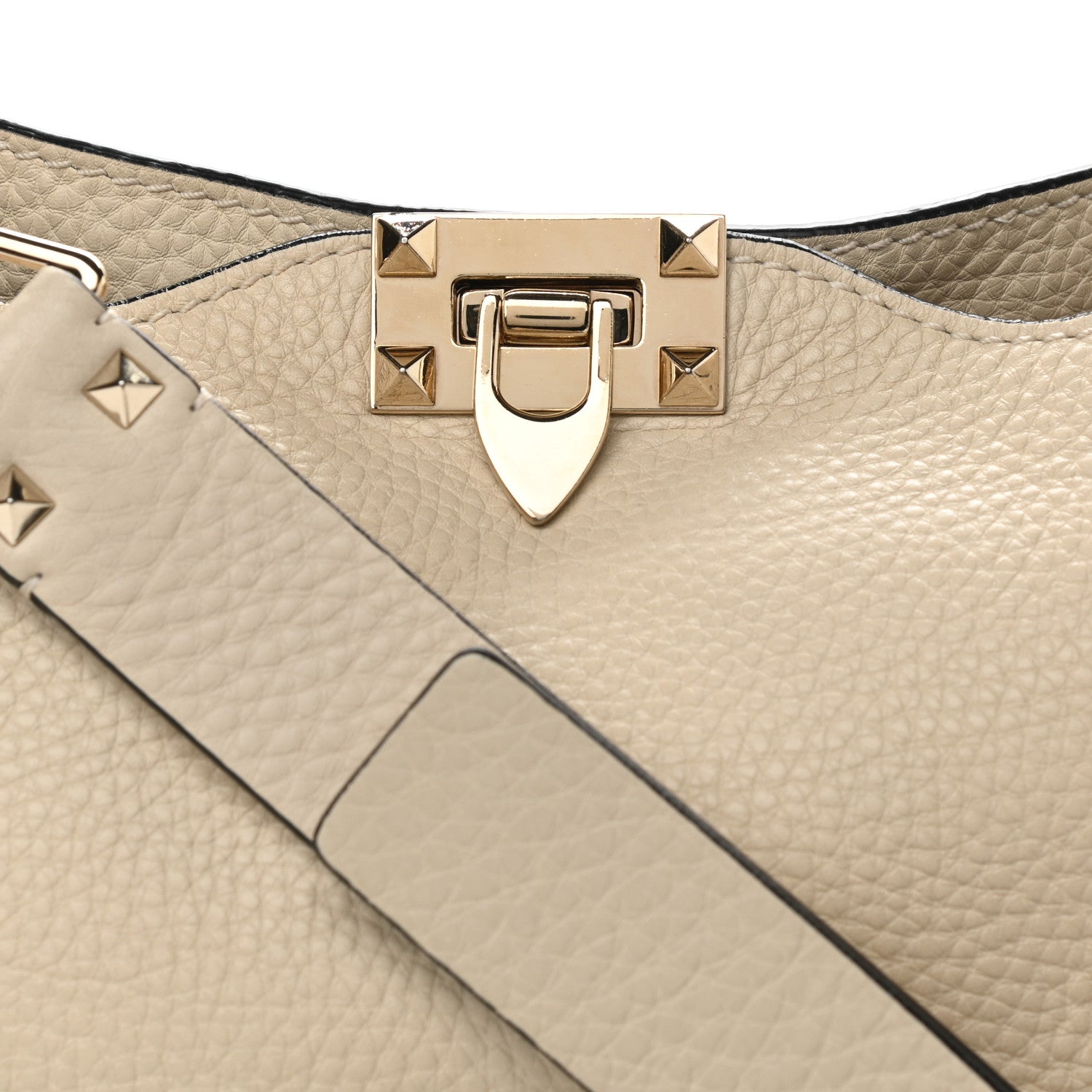 Valentino Garavani Pebbled Calfskin Small Rockstud Flip-Lock Messenger Bag Light Ivory 8 of 15