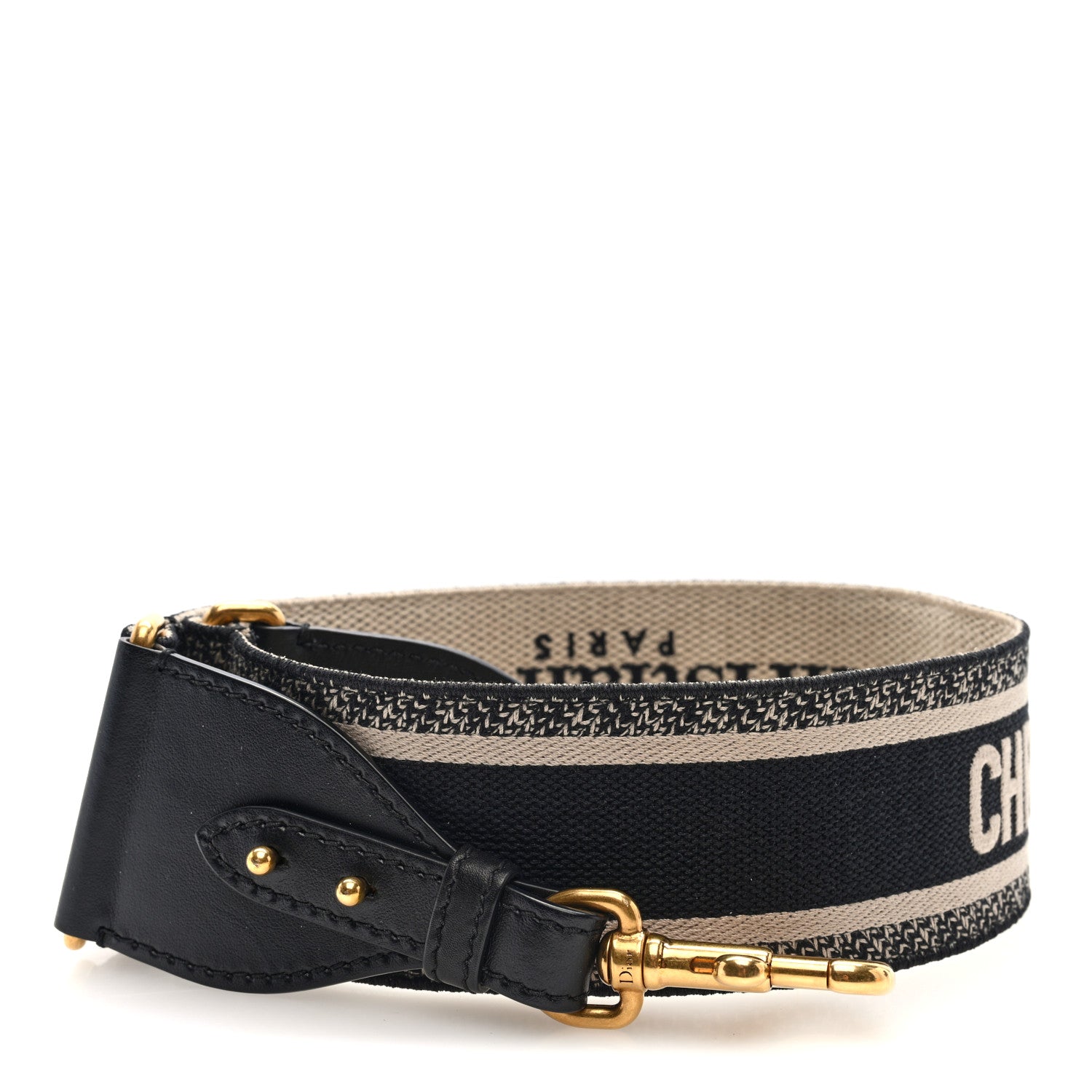 Christian Dior Canvas Embroidered Shoulder Strap Black 1 of 4