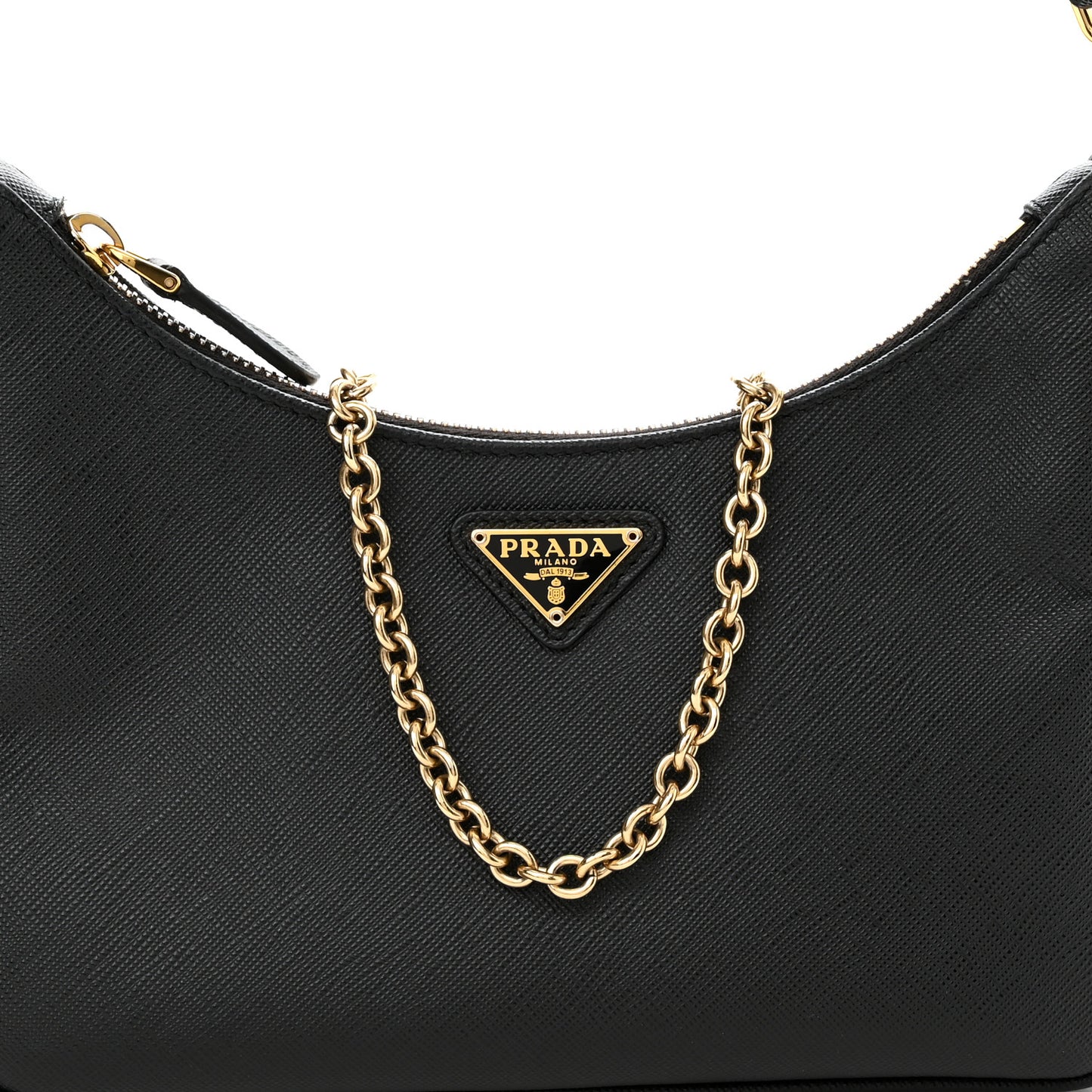 Saffiano Lux Re-Edition 2005 Shoulder Bag Black