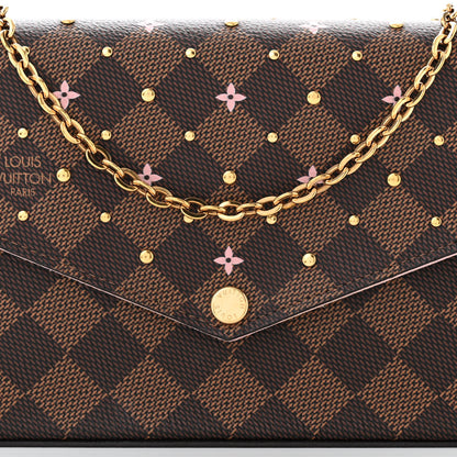 Louis Vuitton Damier Ebene Studded Pochette Felicie Chain Wallet 7 of 9