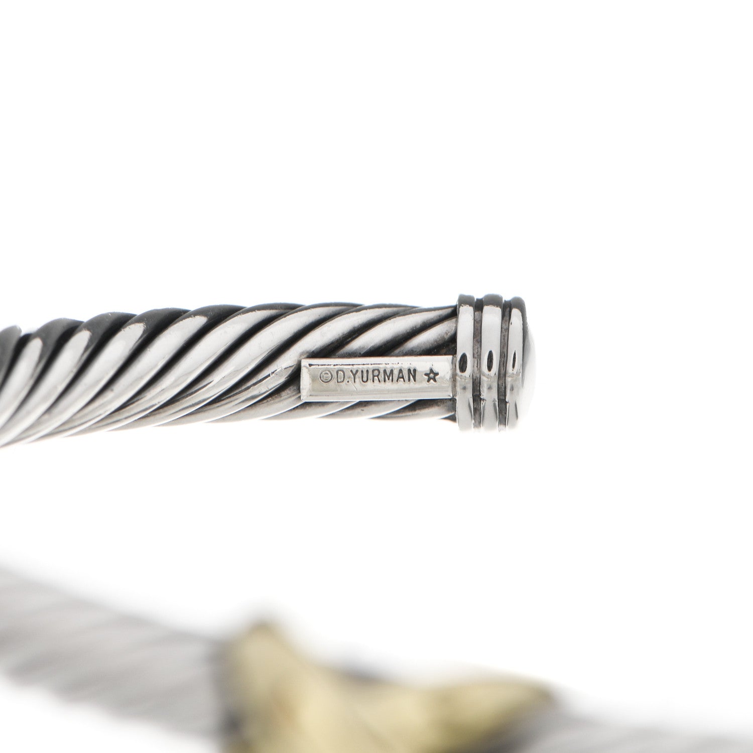 David Yurman Sterling Silver 14K Yellow Gold 5mm X Station Cable Bracelet 3 of 4