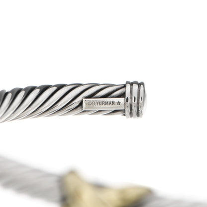 David Yurman Sterling Silver 14K Yellow Gold 5mm X Station Cable Bracelet 3 of 4