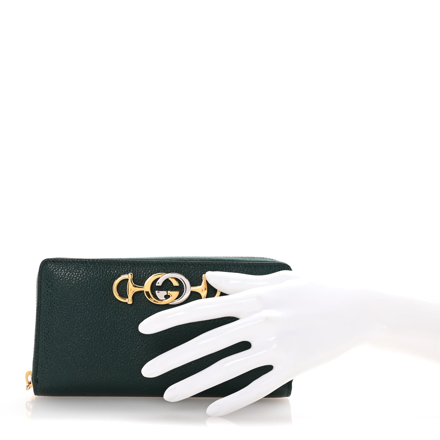 Gucci Grainy Calfskin Zumi Zip Around Wallet Vintage Green 2 of 7
