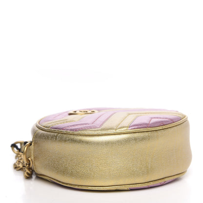 Gucci Metallic Nappa Matelasse Heart Mini GG Marmont Round Shoulder Bag Oro Vecchio Rosa 4 of 10