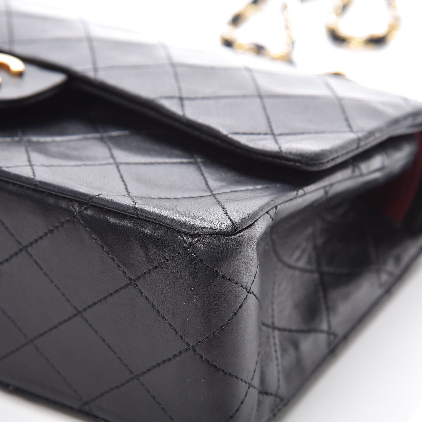 Lambskin Quilted Medium Double Flap Bag Black