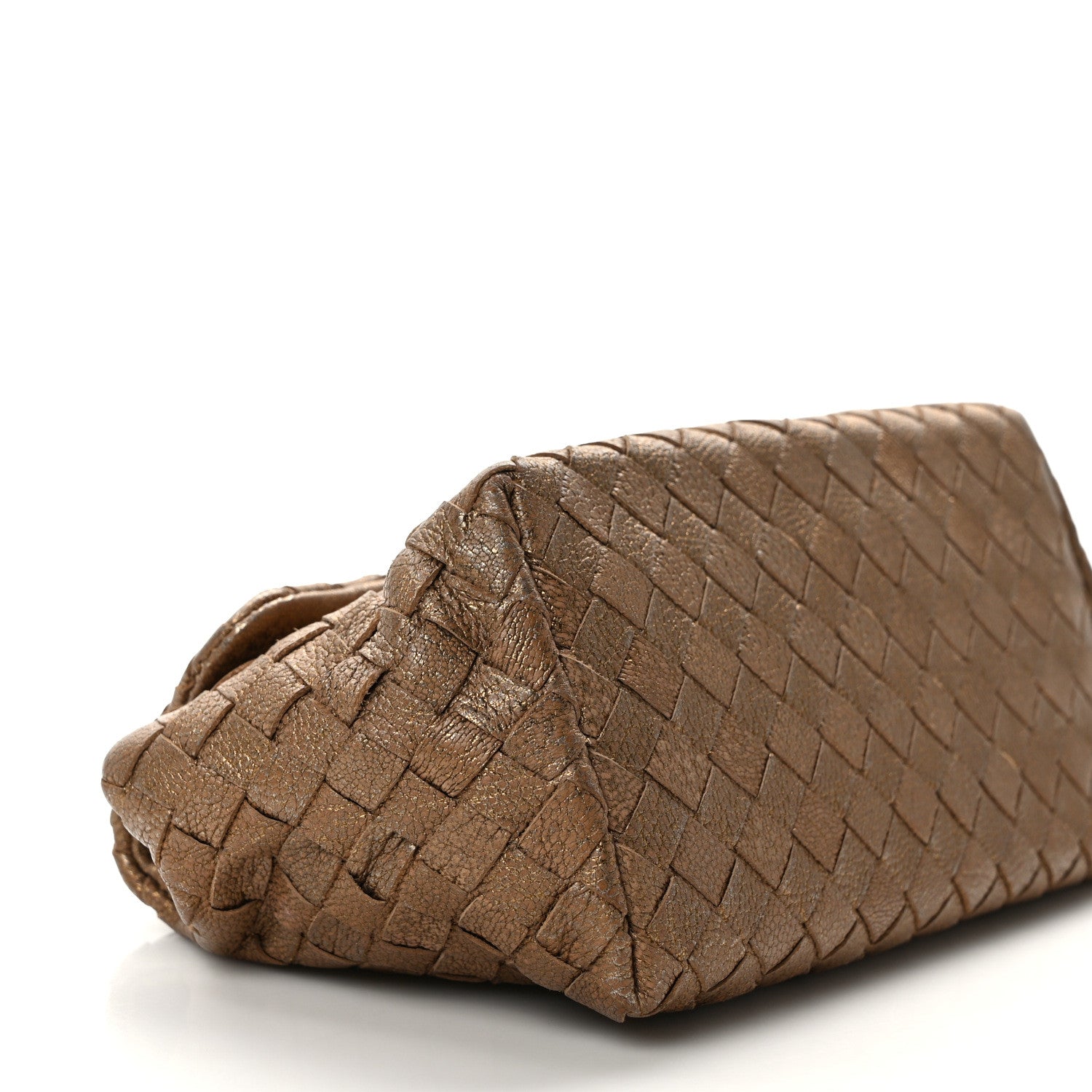 Bottega Veneta Metallic Chevre Intrecciato Cosmetic Case Ottone 8 of 12
