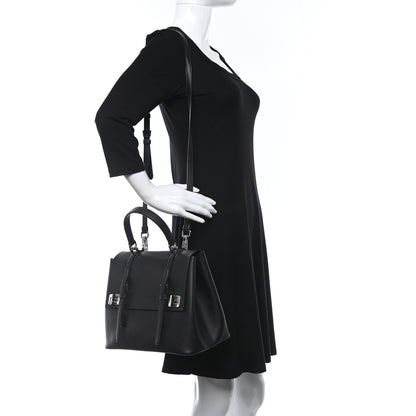 Prada Saffiano Cuir Convertible Top Handle Tote Black 2 of 9