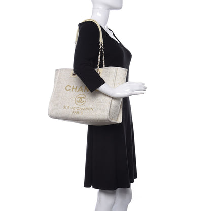 Chanel Lurex Boucle Small Deauville Tote Ivory 2 of 10
