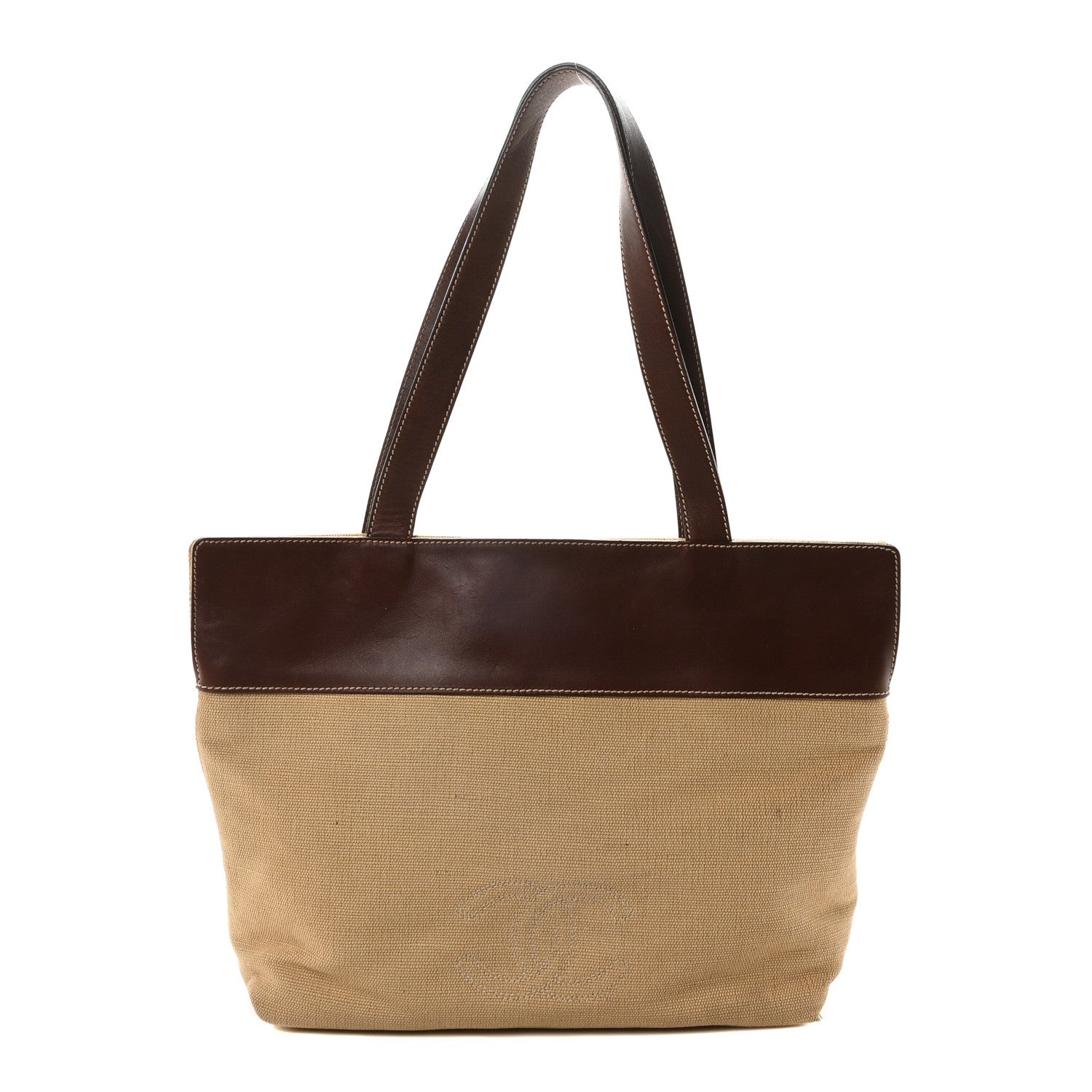 Chanel Raffia Calfskin CC Tote Bag Brown 1 of 10
