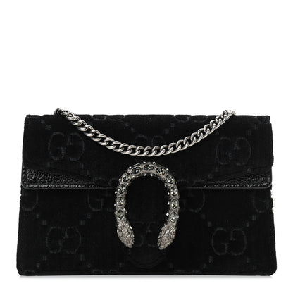 Gucci Velvet GG Monogram Super Mini Dionysus Shoulder Bag Black 1 of 10