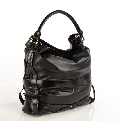 Burberry Soft Lambskin Bridle Calfskin Medium Gosford Hobo Black 6 of 12