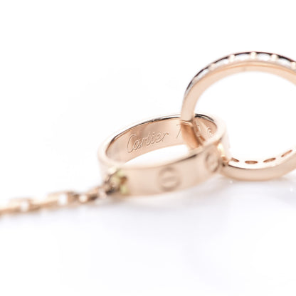 Cartier 18K Pink Gold Diamond Interlocking LOVE Necklace 4 of 6