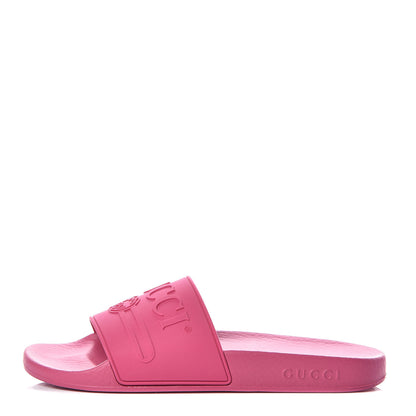 Gucci Rubber Womens Logo Slide Sandals 38 Fuchsia 1 of 11