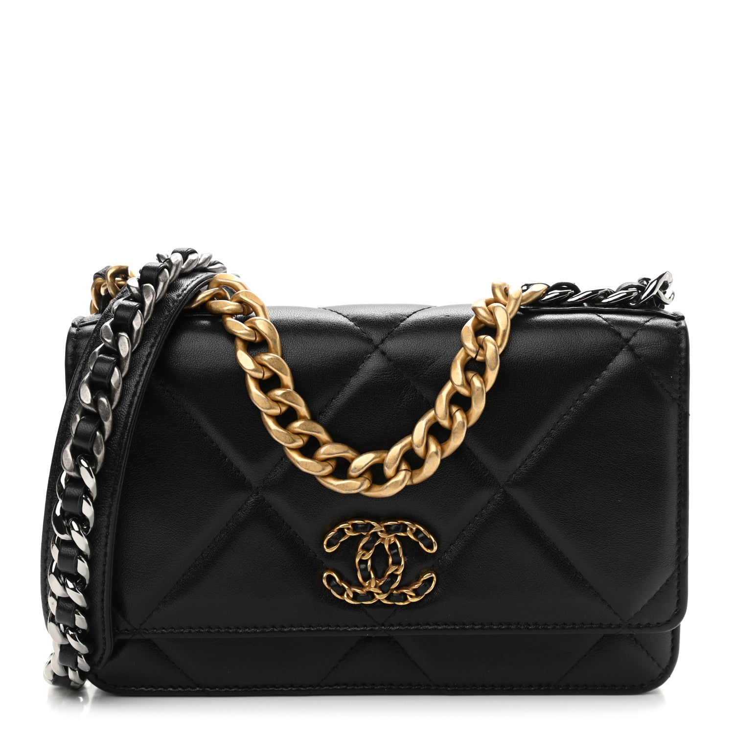 Chanel Lambskin Quilted Chanel 19 Wallet On Chain WOC Black 1 of 12