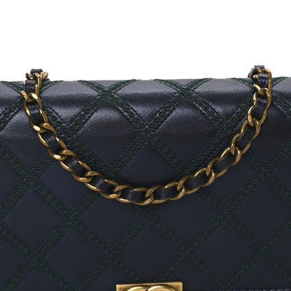 Chanel Calfskin Double Stitch Boy Wallet On Chain WOC Navy 9 of 11