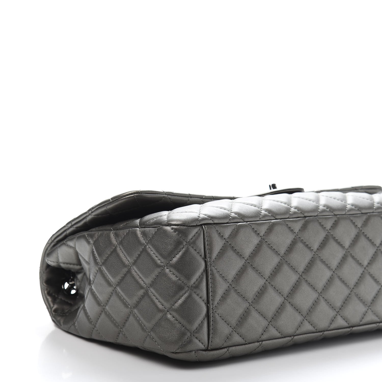 Chanel Metallic Calfskin Quilted Small XXL Travel Flap Bag Dark Silver 8 of 11