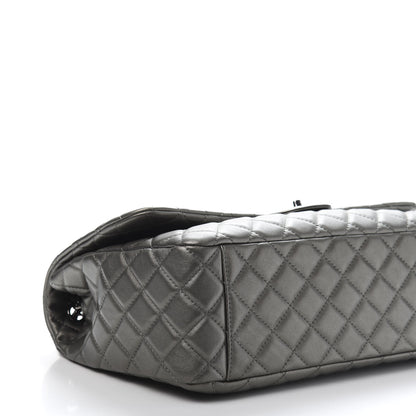 Chanel Metallic Calfskin Quilted Small XXL Travel Flap Bag Dark Silver 8 of 11