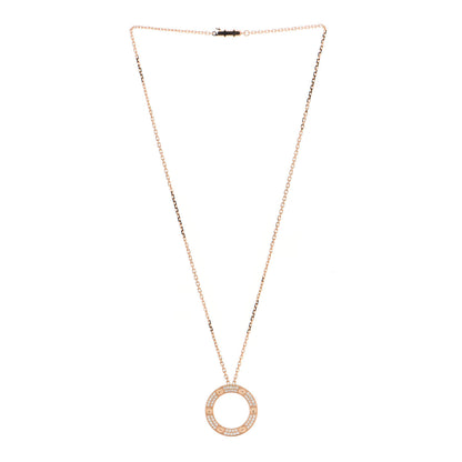 Cartier 18K Pink Gold Diamond LOVE Paved Necklace 2 of 6