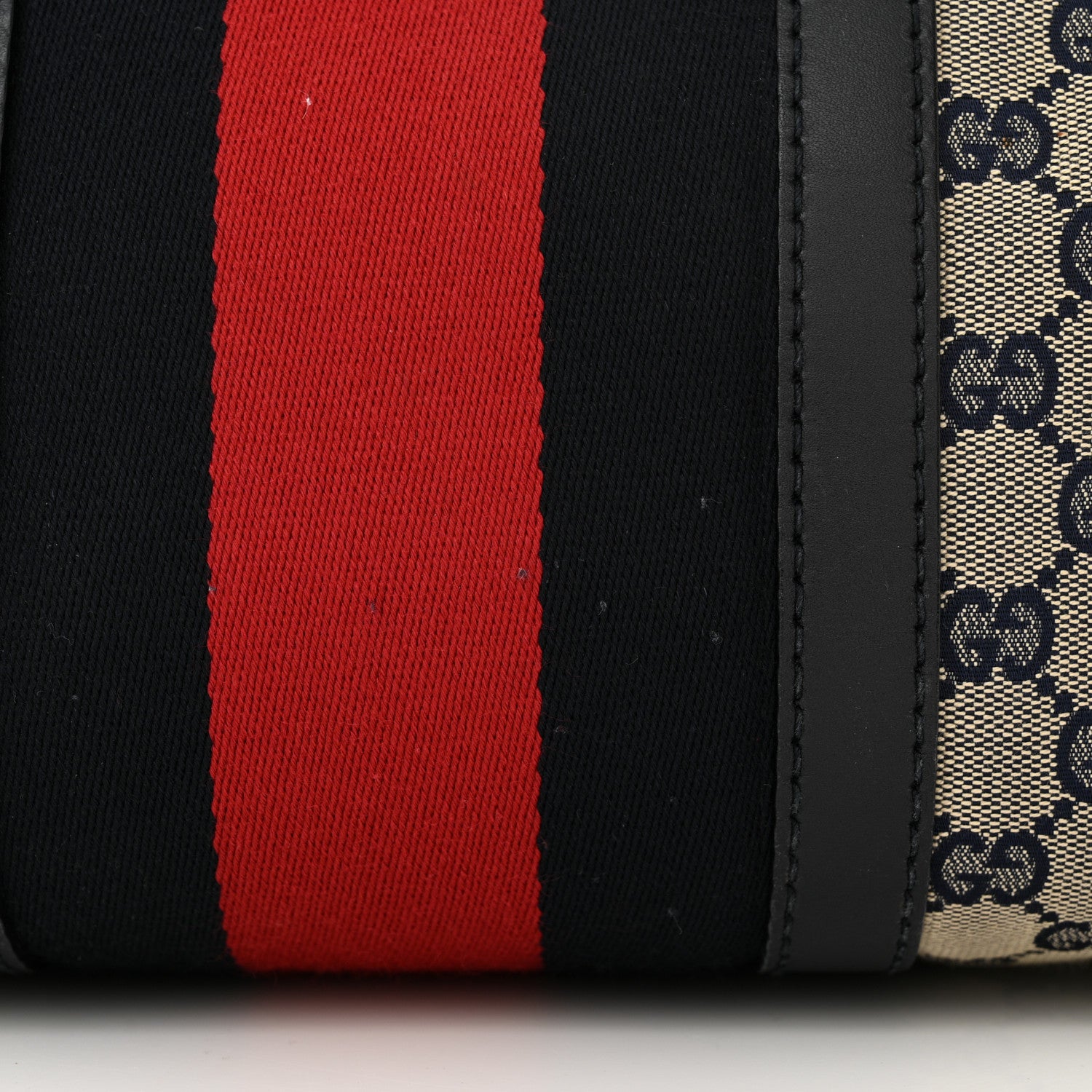 Gucci Monogram Selleria Calfskin Vintage Web Medium Boston Beige Blue 15 of 17