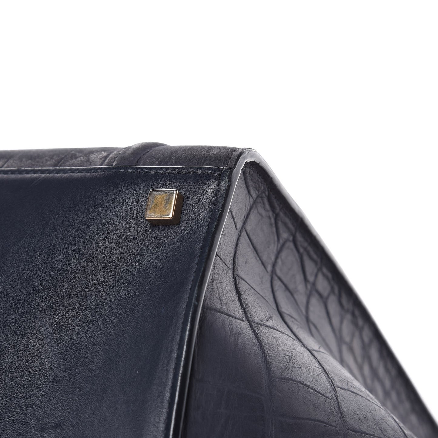 Crocodile Embossed Calfskin Medium Phantom Luggage Navy Blue