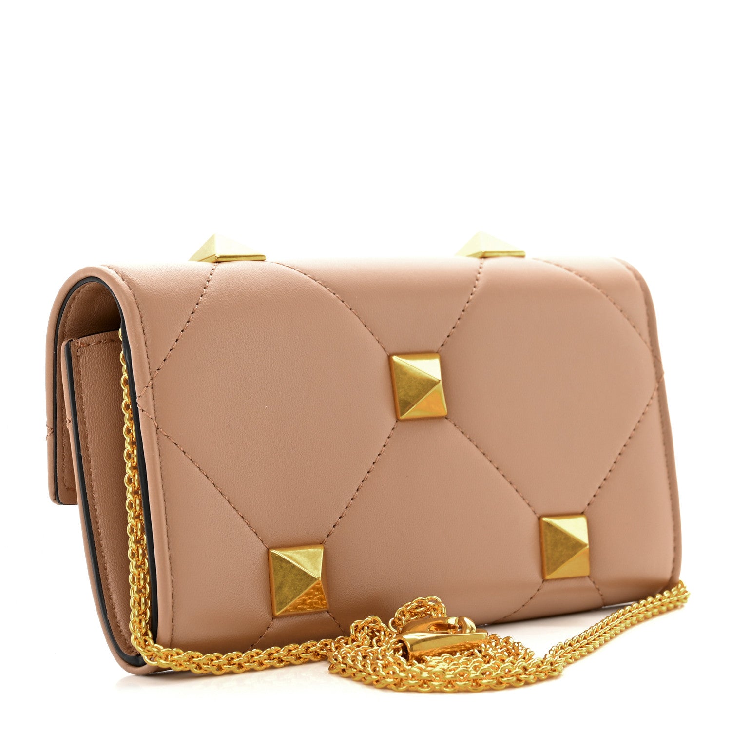 Valentino Garavani Nappa Roman Stud Wallet on Chain Rose Cannelle 3 of 10