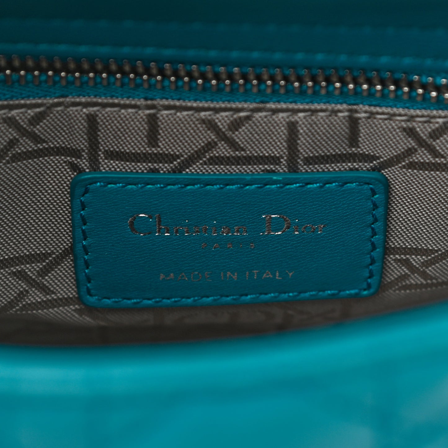 Lambskin Cannage Mini Lady Dior Turquoise