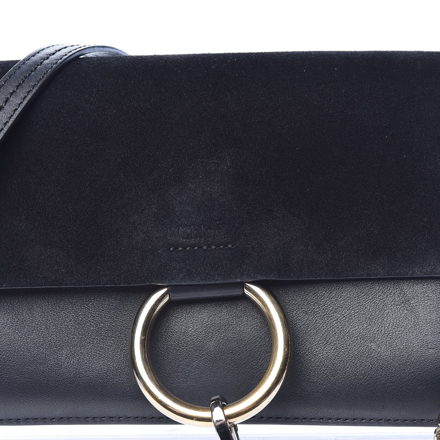 Suede Calfskin Small Faye Shoulder Bag Black