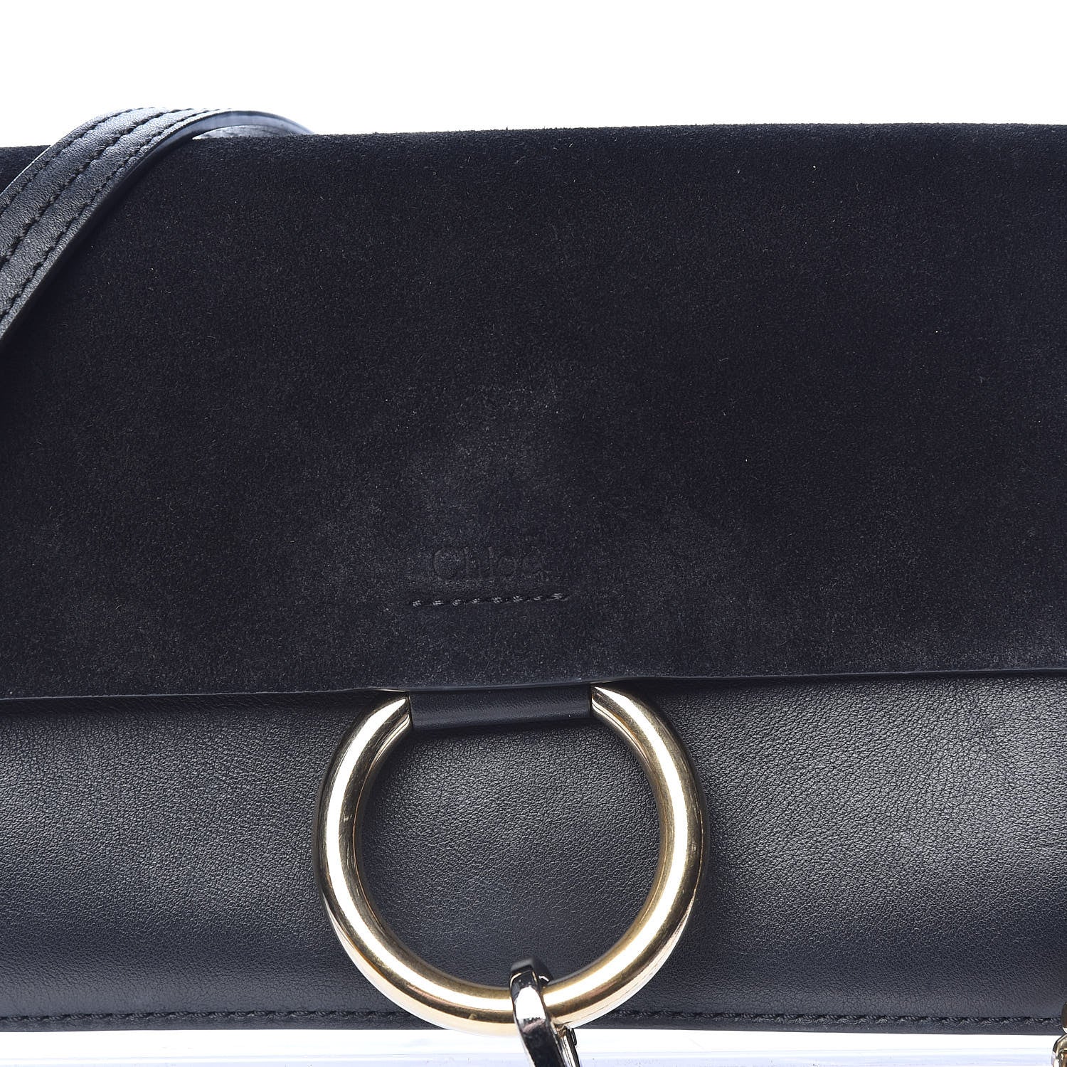 Chloe Suede Calfskin Small Faye Shoulder Bag Black 10 of 15