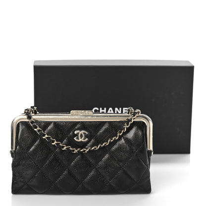 Chanel Lambskin Quilted Frame Clutch With Chain Black 11 of 11