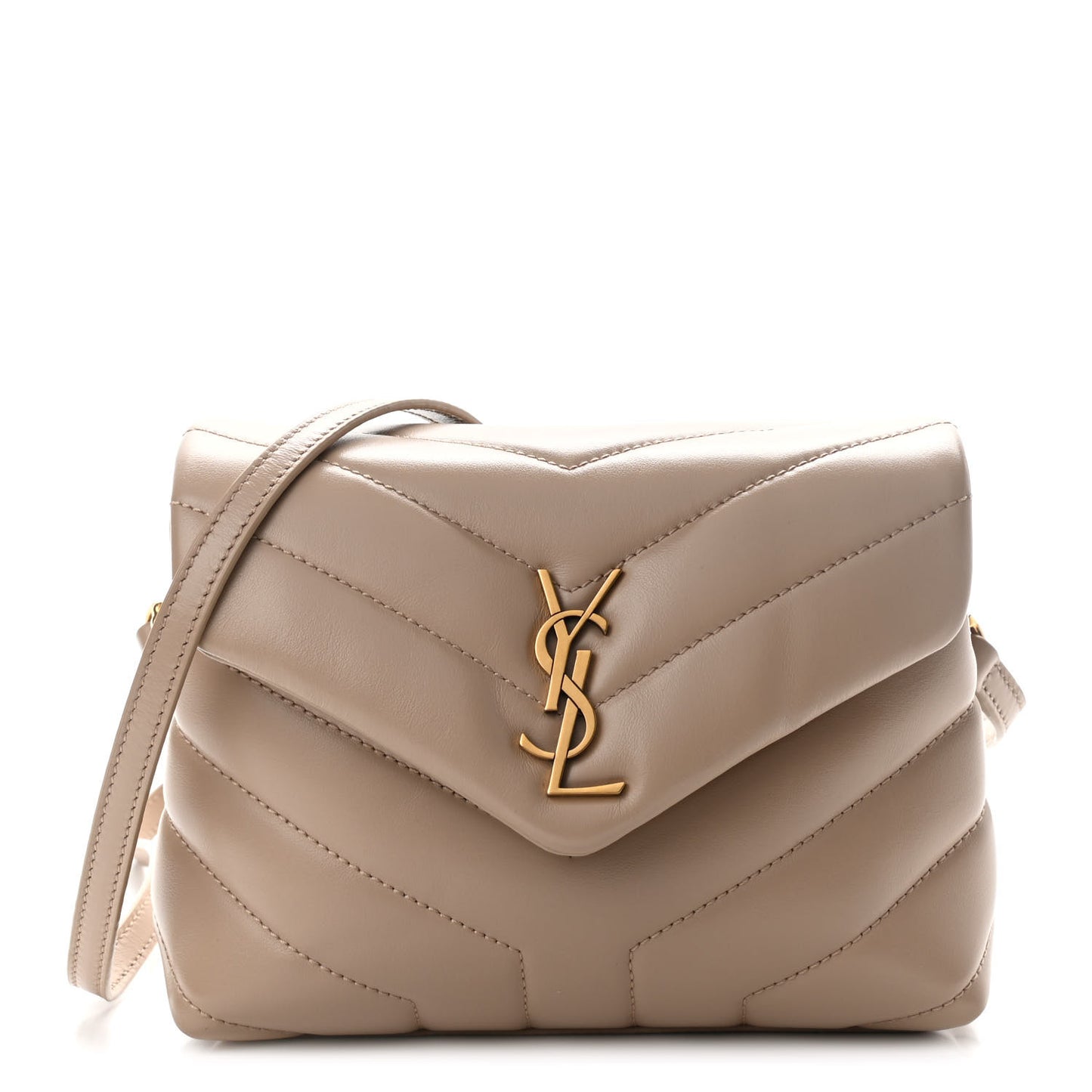 Calfskin Y Quilted Monogram Toy Loulou Crossbody Bag Dark Beige