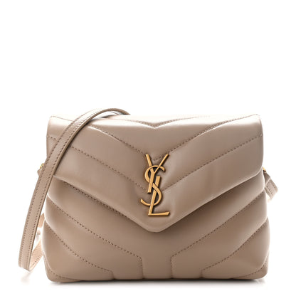 Saint Laurent Calfskin Y Quilted Monogram Toy Loulou Crossbody Bag Dark Beige 1 of 10