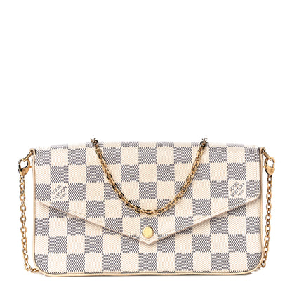 Louis Vuitton Damier Azur Pochette Felicie Chain Wallet Rose Ballerine 5 of 39