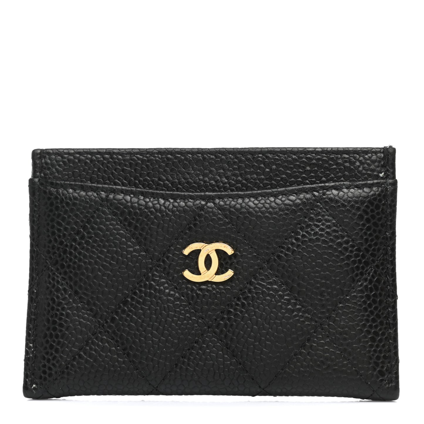 Caviar Quilted Card Holder Black