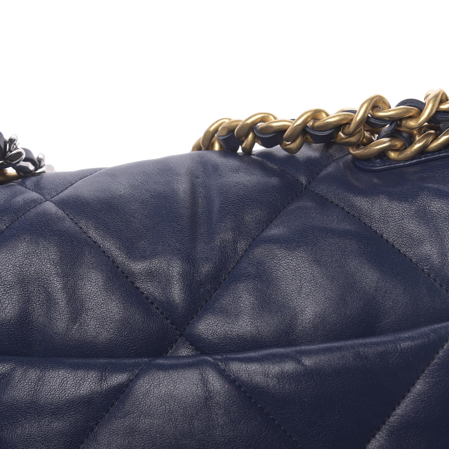 Chanel Goatskin Quilted Medium Chanel 19 Flap Dark Blue 11 of 15