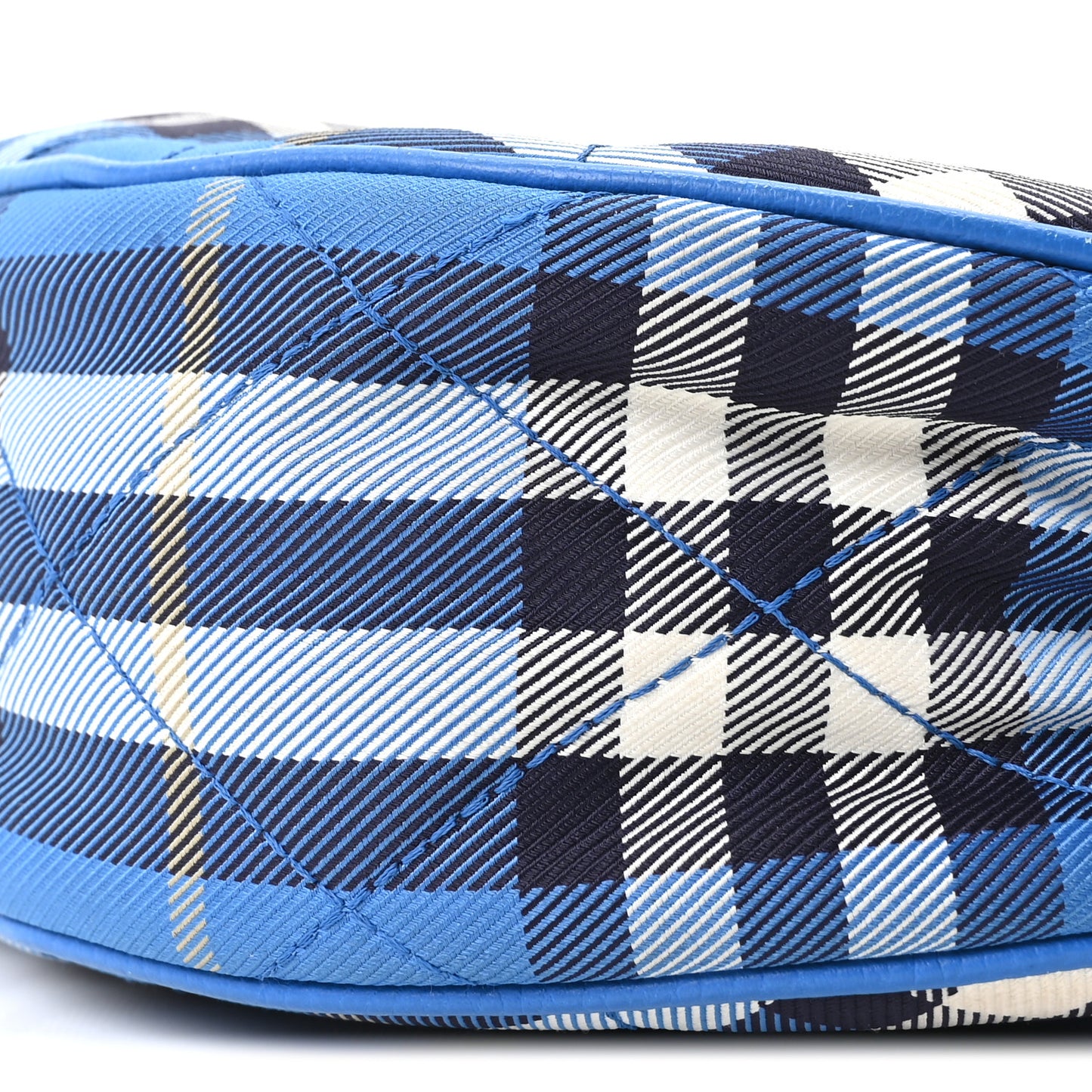 Nylon Check Horseshoe Crossbody Bag Hyacinth