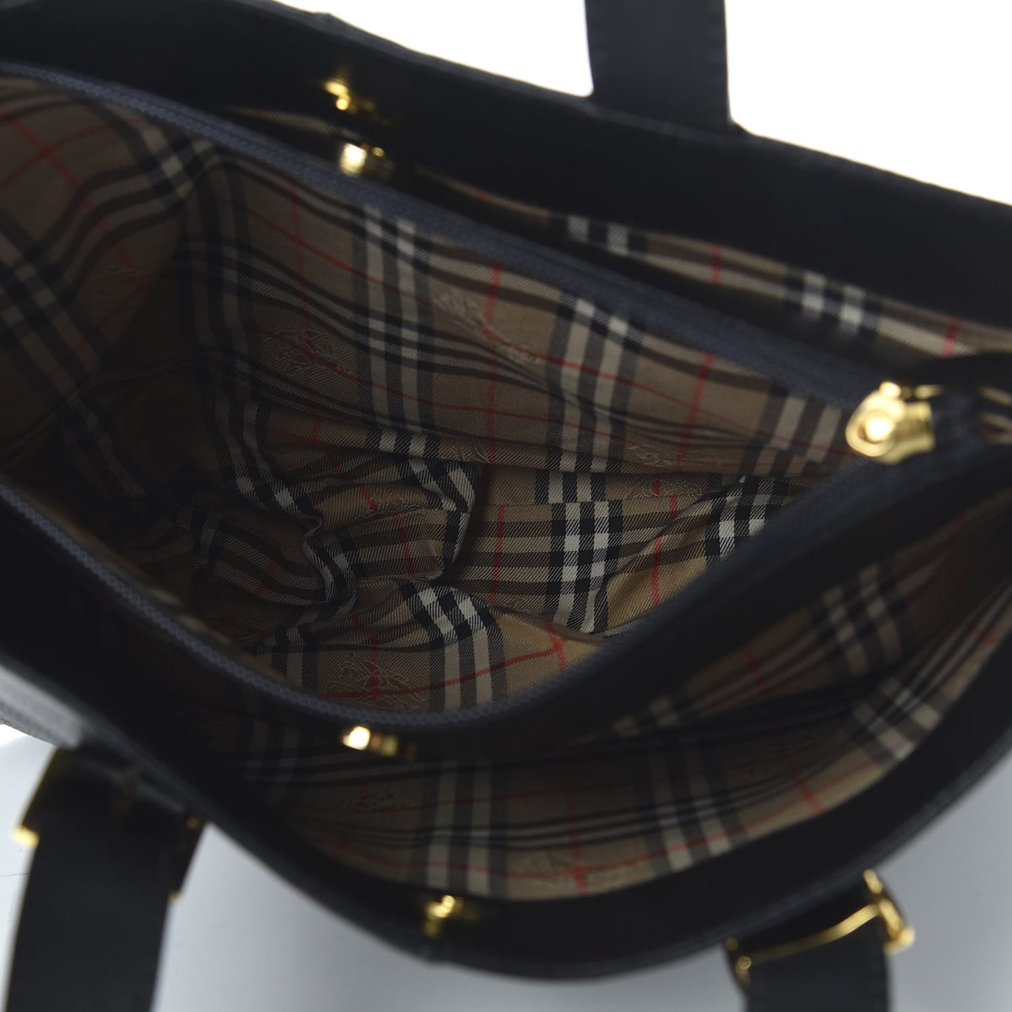 Grainy Calfskin Haymarket Check Tote Black