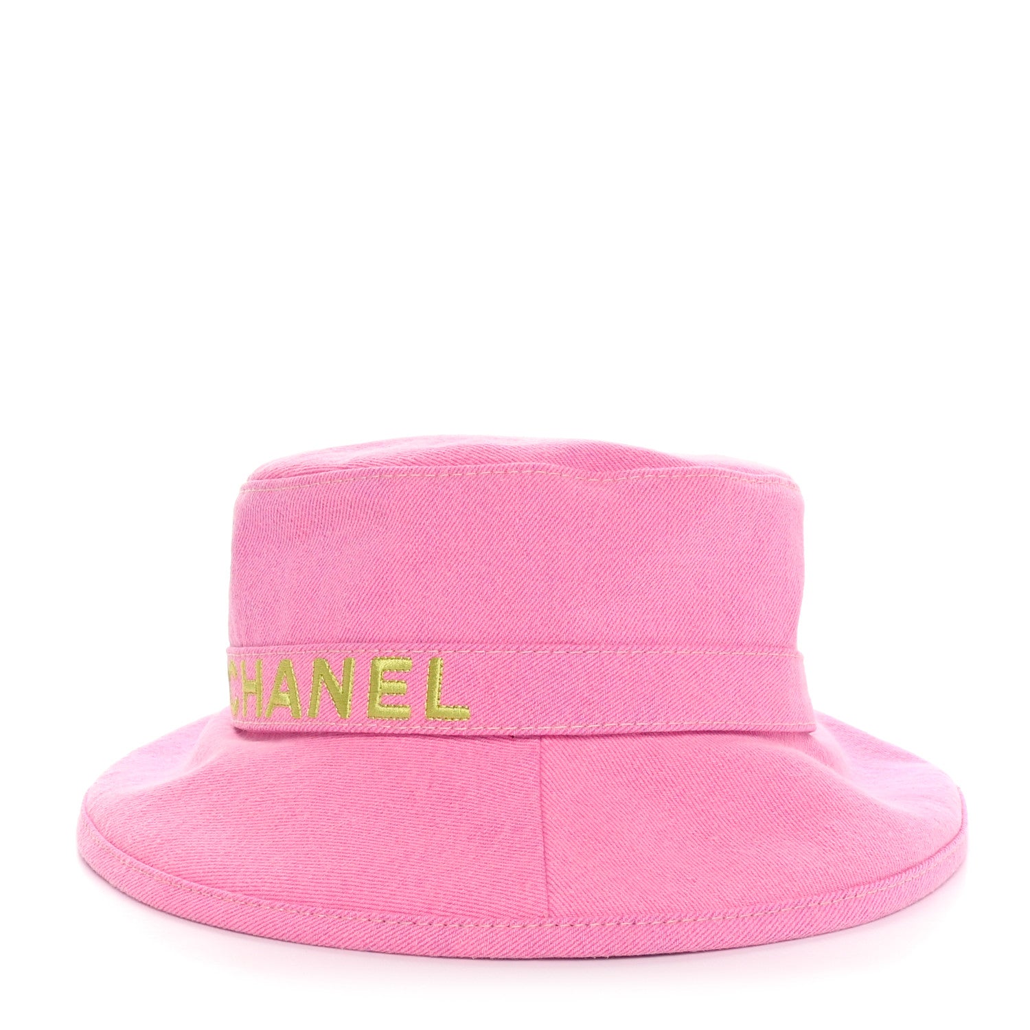 Chanel Denim Logo Bucket Hat S Pink Yellow 1 of 9