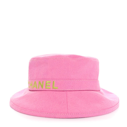 Chanel Denim Logo Bucket Hat S Pink Yellow 1 of 9